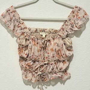 THIRTY THIRTY floral off shoulder smocked top Anthropologie or LoveShack style